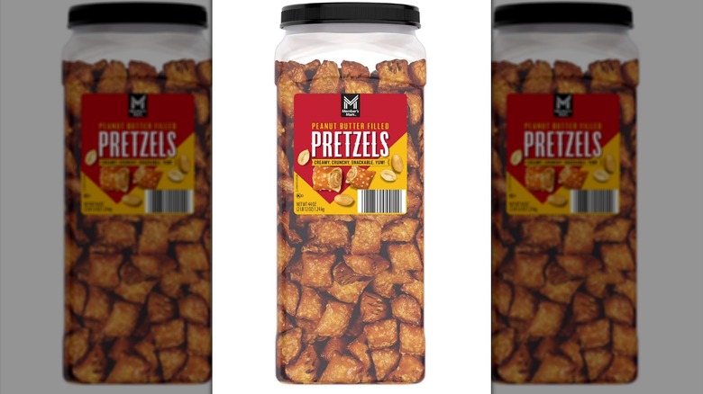 Member's Mark Peanut Butter Filled Pretzels on white background