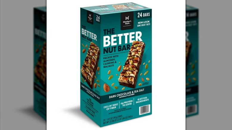 Member's Mark The Better Nut Bar, Dark Chocolate and Sea Salt on white background