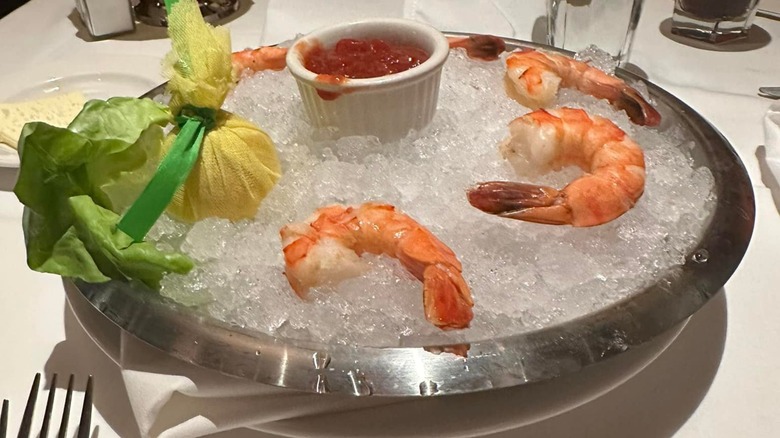 The Capital Grille's shrimp cocktail on large bowl of ice