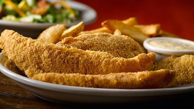 Texas Roadhouse's fired catfish with fries and tartar sauce