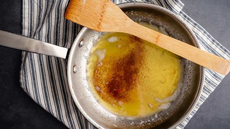 Brown butter in a stainless steel pan