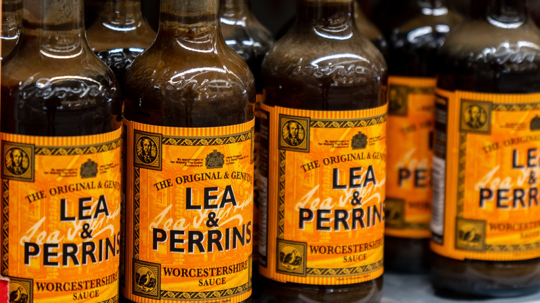 Bottles of Lea and Perrins Worcestershire sauce