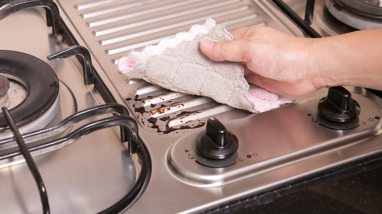 Cleaning spilled brown liquid off stainless steel