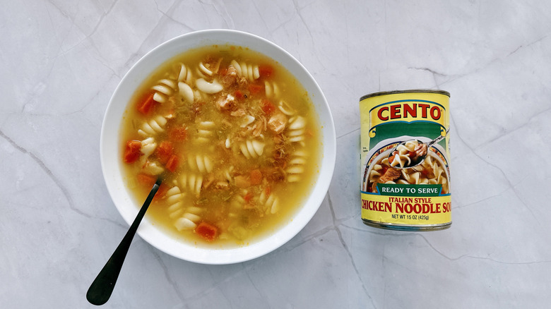 bowl of soup and can of cento soup