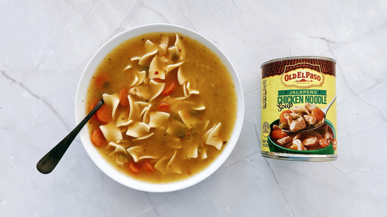 bowl of soup and can of old el paso soup