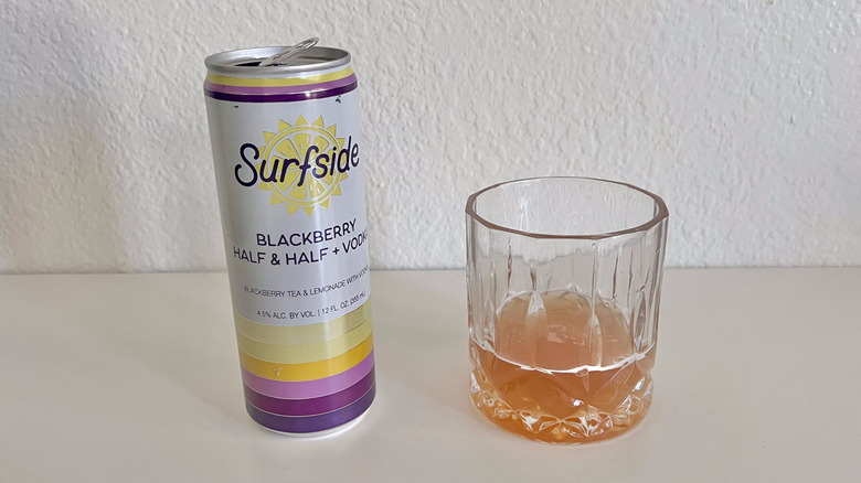 Blackberry Half & Half + Vodka poured into a glass