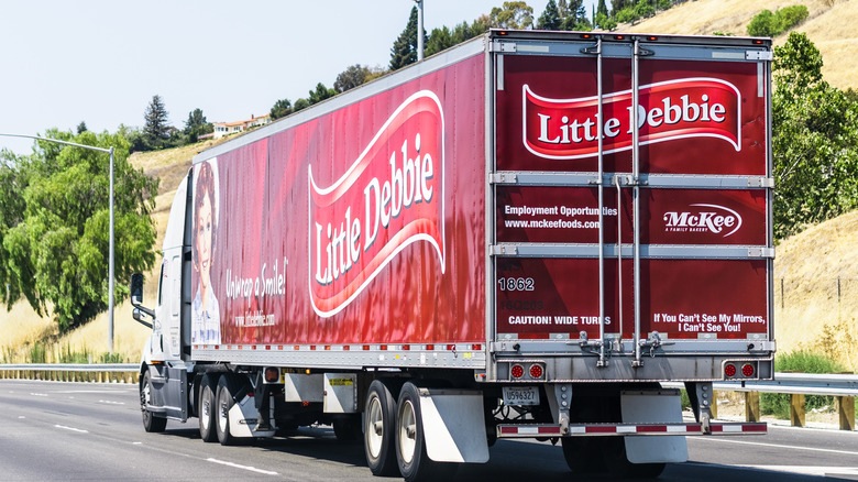 Little Debbie truck on the highway