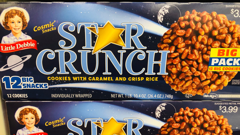 Two boxes of Little Debbie star crunch cosmic snacks