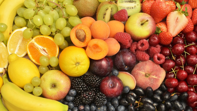 Pile of fresh fruits of all colors