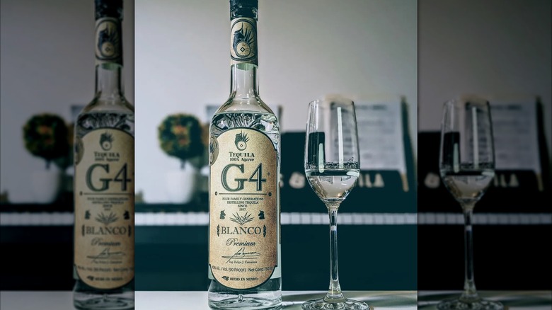 Bottle of G4 Madera Blanco with a glass