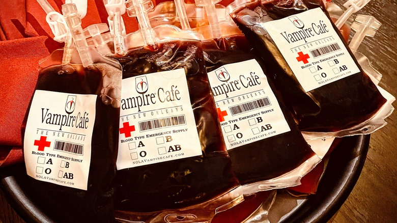 Blood type cocktail bags from The New Orleans Vampire Cafe