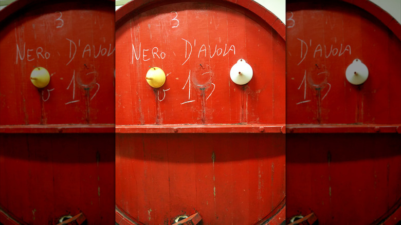 wine tank labeled nero d'avola