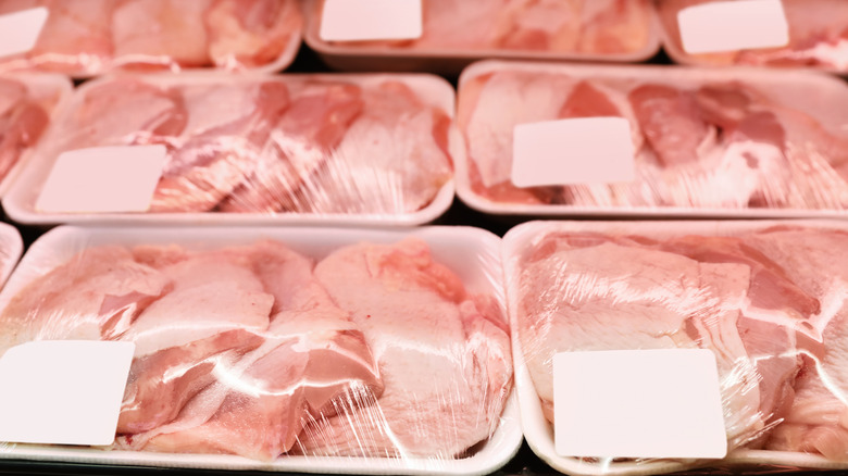 Refrigerated chicken thighs with skin