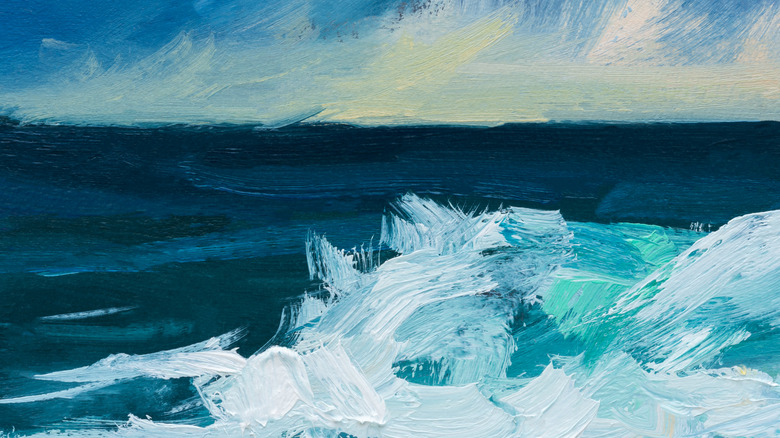 Oil painting of an abstract seascape