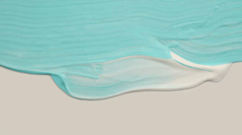 Abstract blue and white oil painting