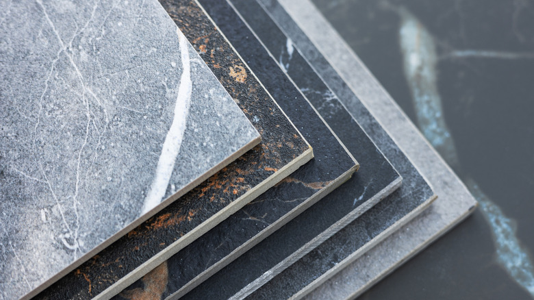 Several samples of kitchen materials placed together