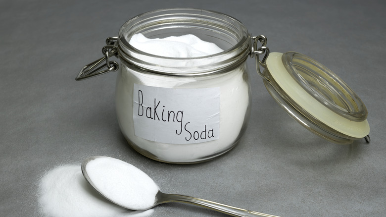 Glass jar of baking soda