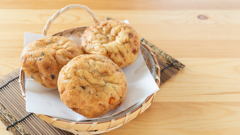 Ganmodoki in a wooden bowl