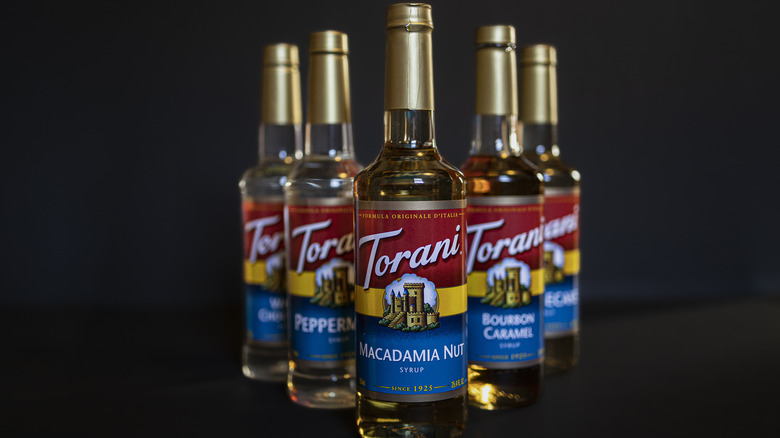 Torani syrup bottles
