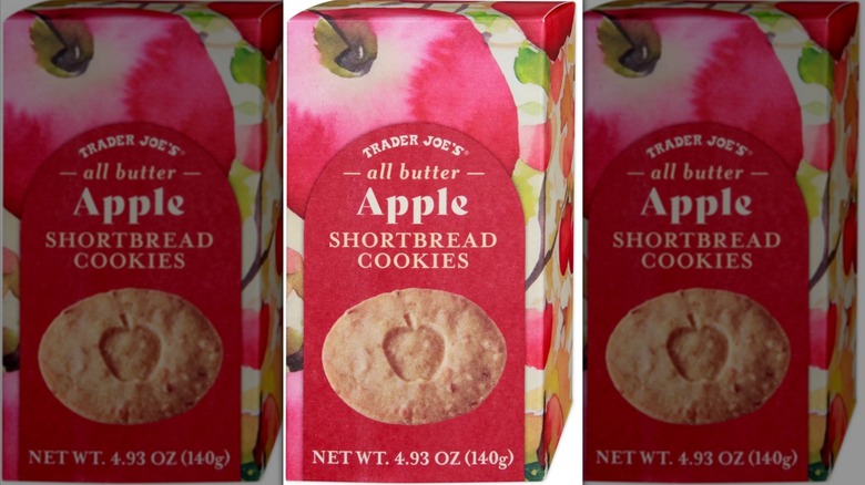 mirrored image of a box of Trader Joe's Apple Shortbread Cookies