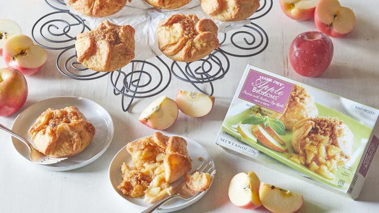 Trader Joe's Apple Blossoms displayed on cake stand and served on plates