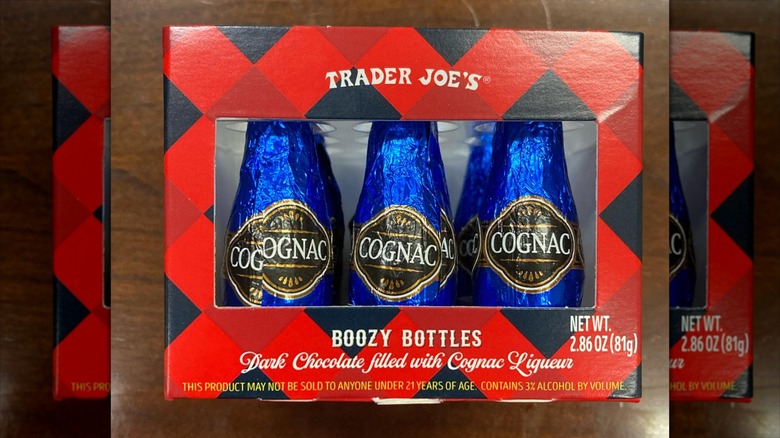 A box of Trader Joe's Boozy Bottles on a table