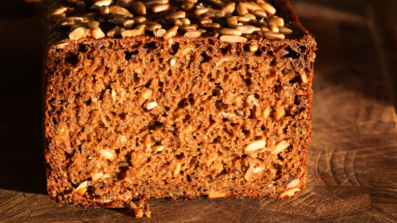 Danish rye bread on a wooden table
