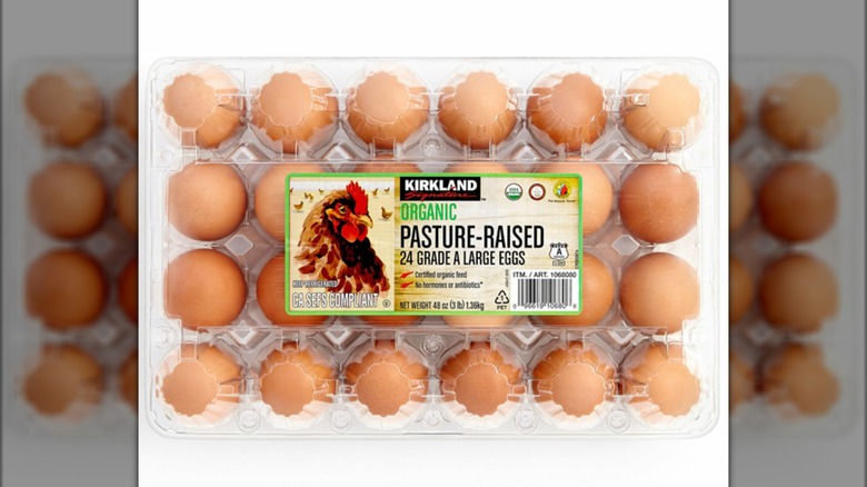 Organic brown eggs in carton
