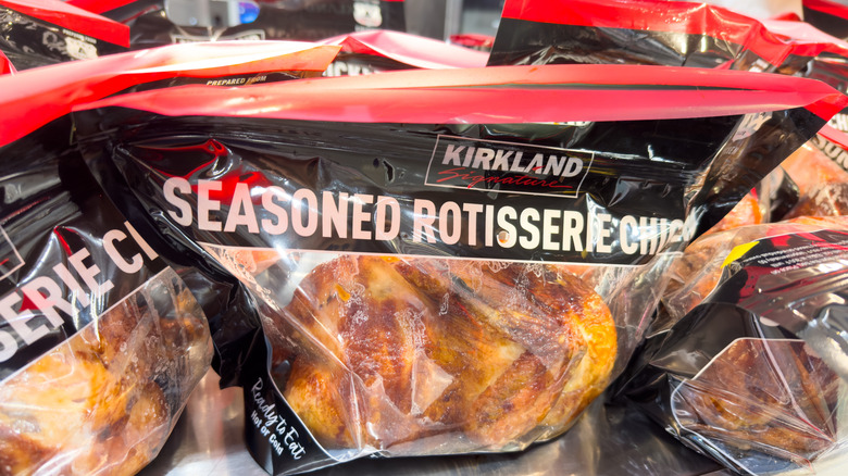 Costco warehouse rotisserie chicken in a bag