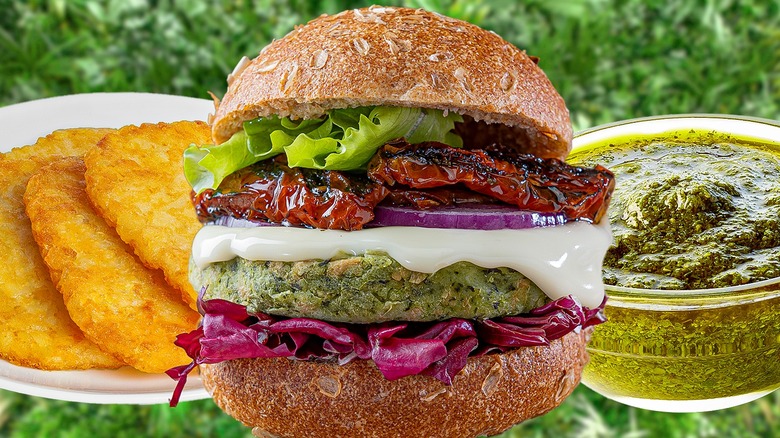 Veggie burger with toppings