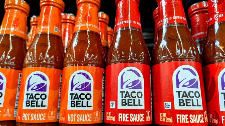 Taco Bell sauces on grocery store shelves