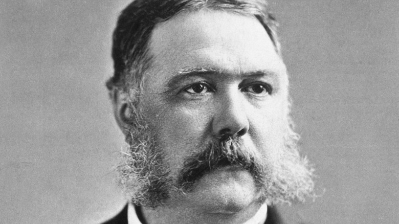 close up black and white portrait of Chester A. Arthur
