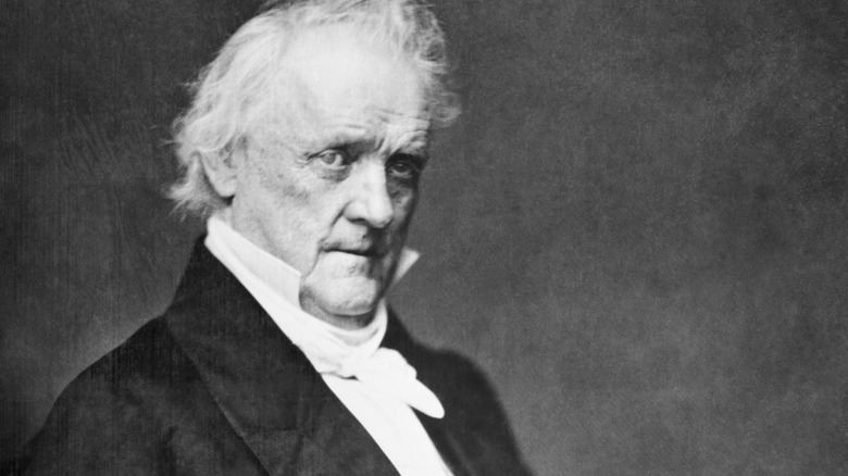 black and white portrait of James Buchanan in a suit