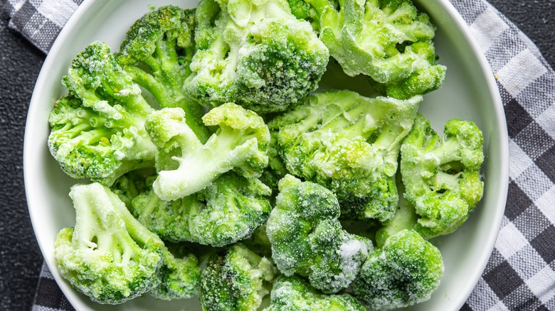 closeup view of frozen broccoli