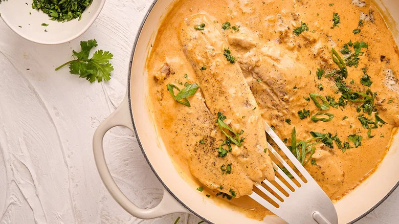 sweet and spicy skillet tilapia in a dish