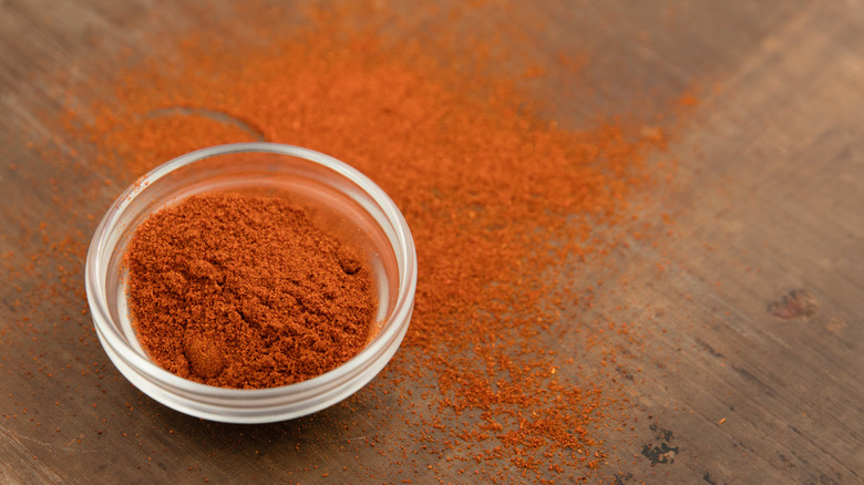 powdered cayenne pepper in little glass bowl