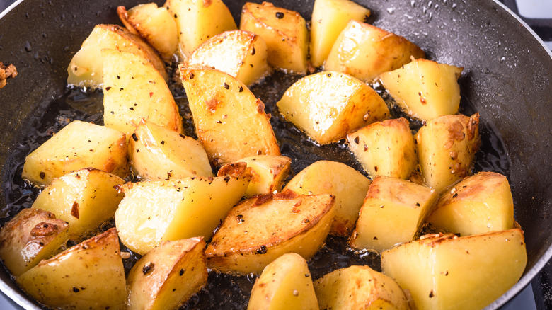 Home fries in a skillet