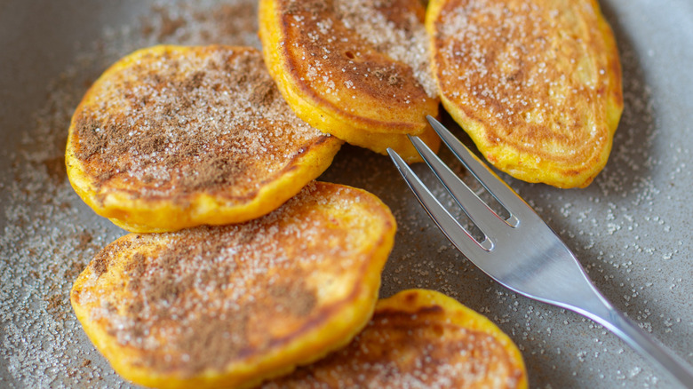 Homemade pumpkin pancakes with cinnamon