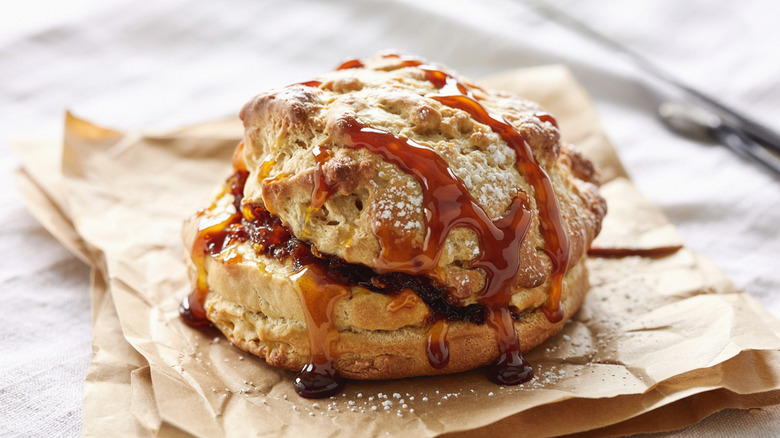 Closeup of an English scone on a table