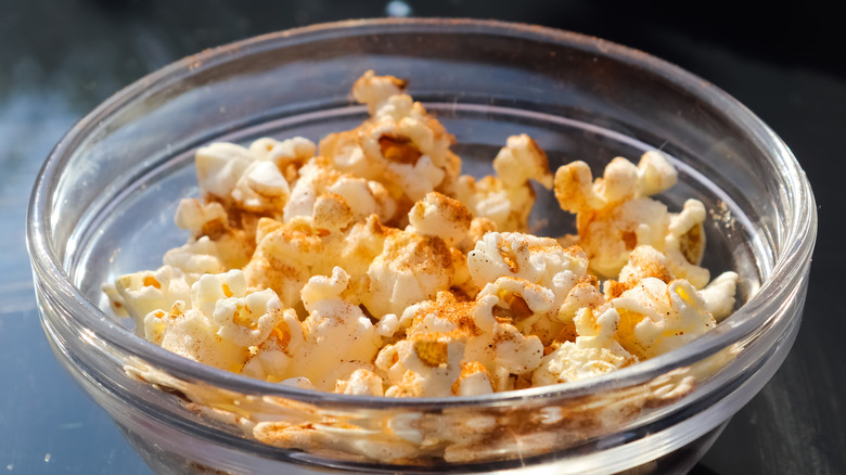 Bowl of pumpkin spiced popcorn