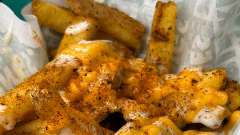 A close-up shot of voodoo fries from Wingstop