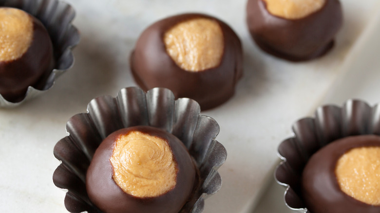 Aerial shot of buckeye candies