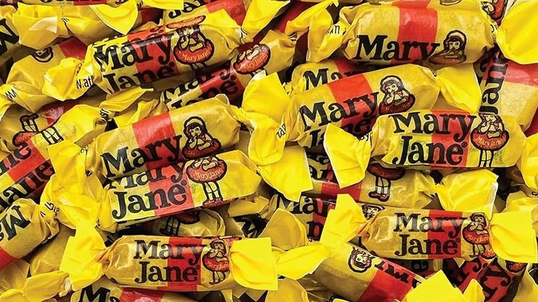 a large collection of Mary Jane candies