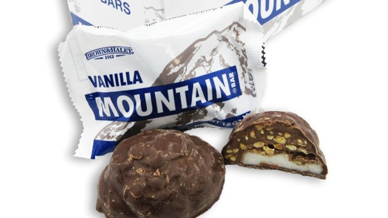 Mountain Bar candy on white background