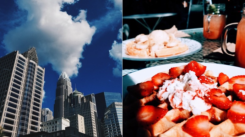 Charlotte skyline and breakfast at Oh My Soul