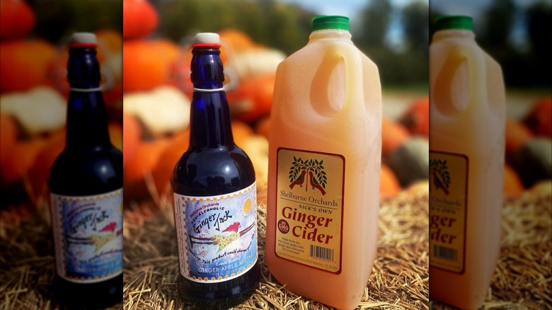 Bottles of ginger cider and ginger jack from Shelburne Orchards