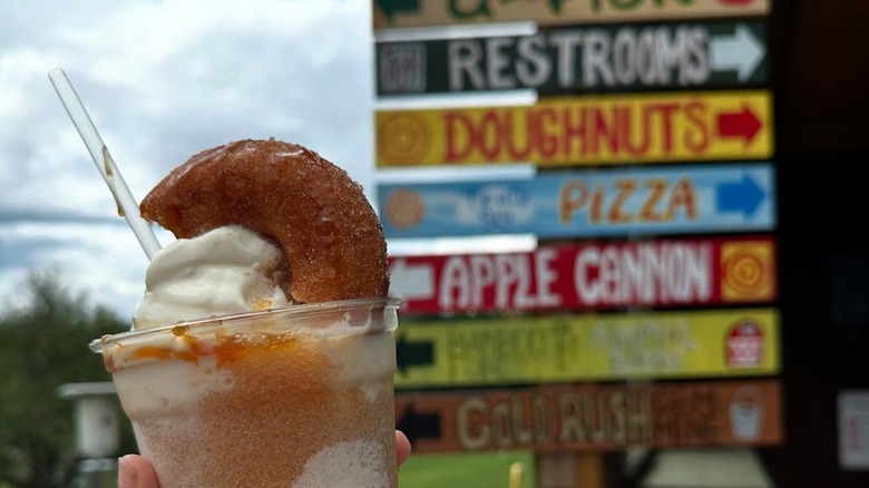 An apple cider donut slushie at Sky Top Orchard