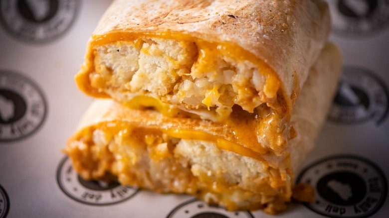 Full Belly Deli's biscuit and gravy burrito