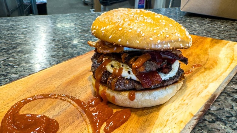 Hangover burger at Skirted Heifer