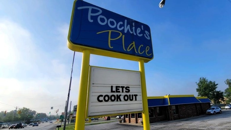 Poochie's Place sign outside the restaurant